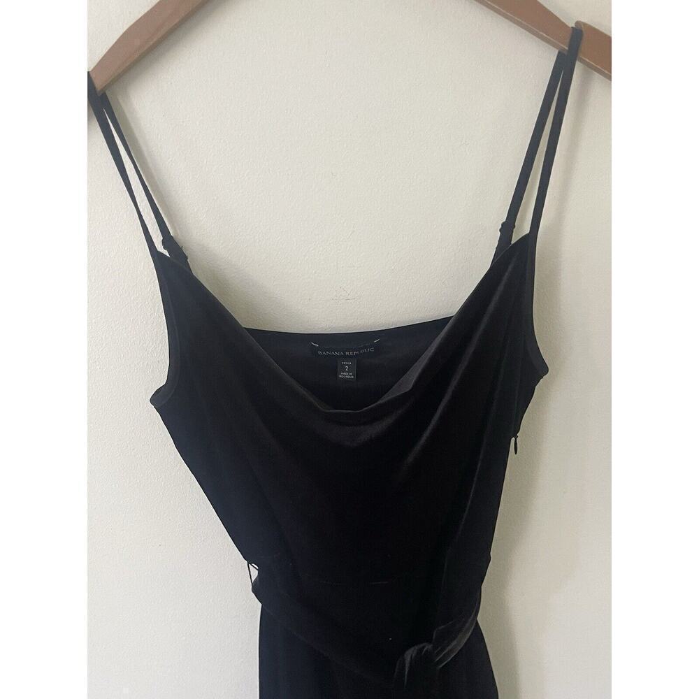 Banana Republic Womens Black Size 2 Velour Sleeveless Jumpsuit Pockets Cropped - Picture 3 of 12